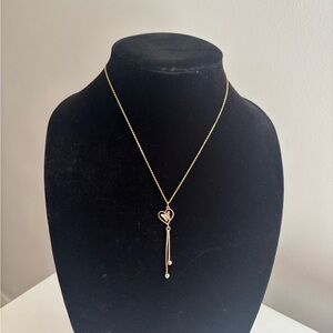 Delicate Gold Heart Lariat Necklace - Women Jewelry